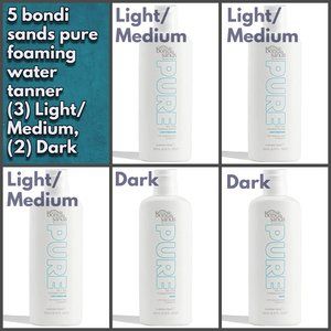 5 bottles of BONDI SANDS 3 light medium 2 DARK, PURE self tan foaming water